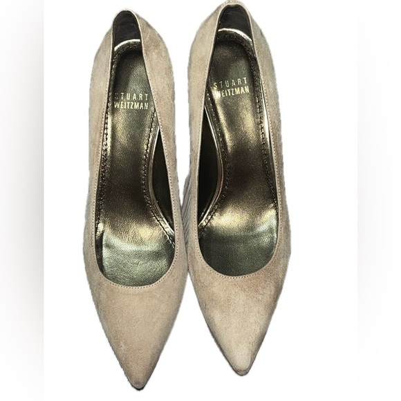 Stuart Weitzman Pinot Suede Heels, Beige, Size 7.5M, Made in Spain - Picture 3 of 9